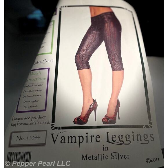Vampire Costume Leggings Adult Extra Small Metallic for Halloween Cosplay - Picture 9 of 9